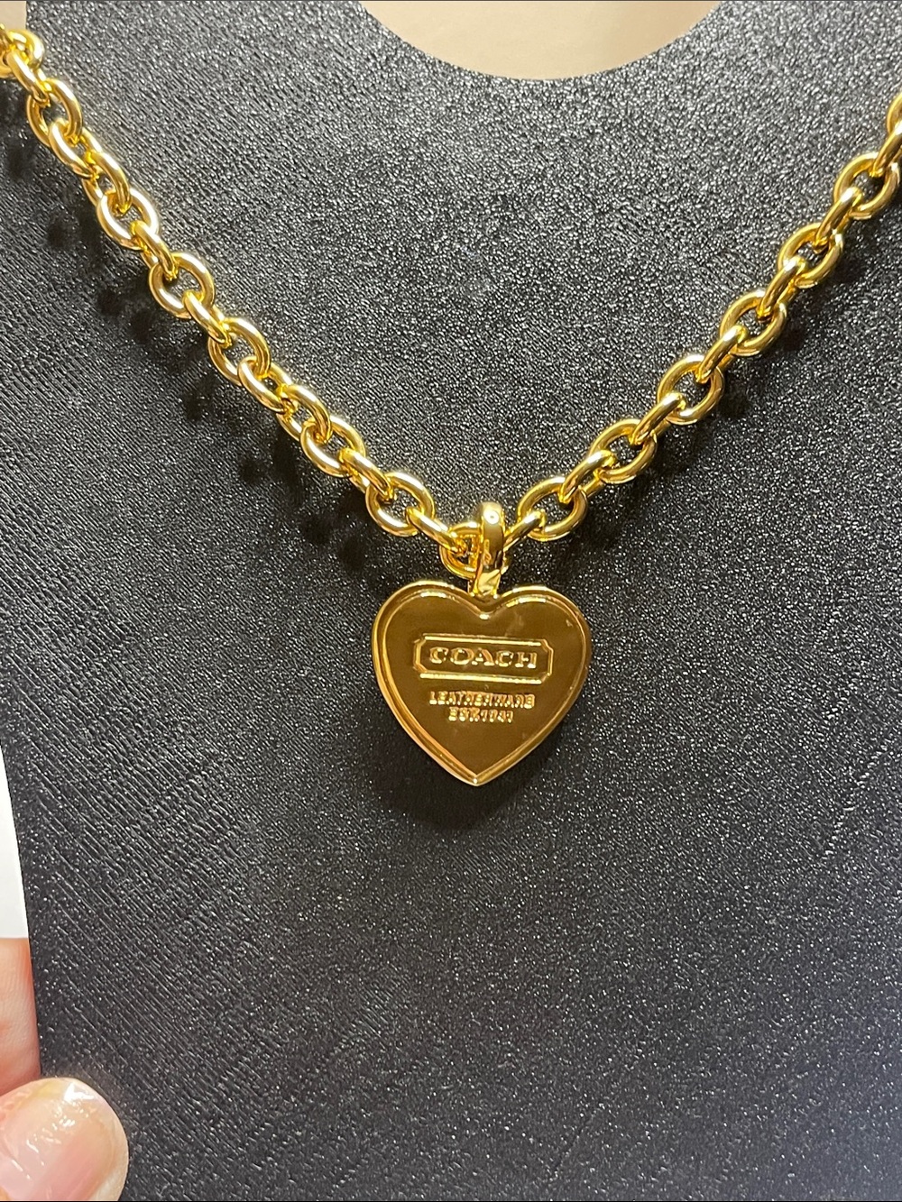 Coach Leatherware Est. 1941 Gold Heart Tag Necklace